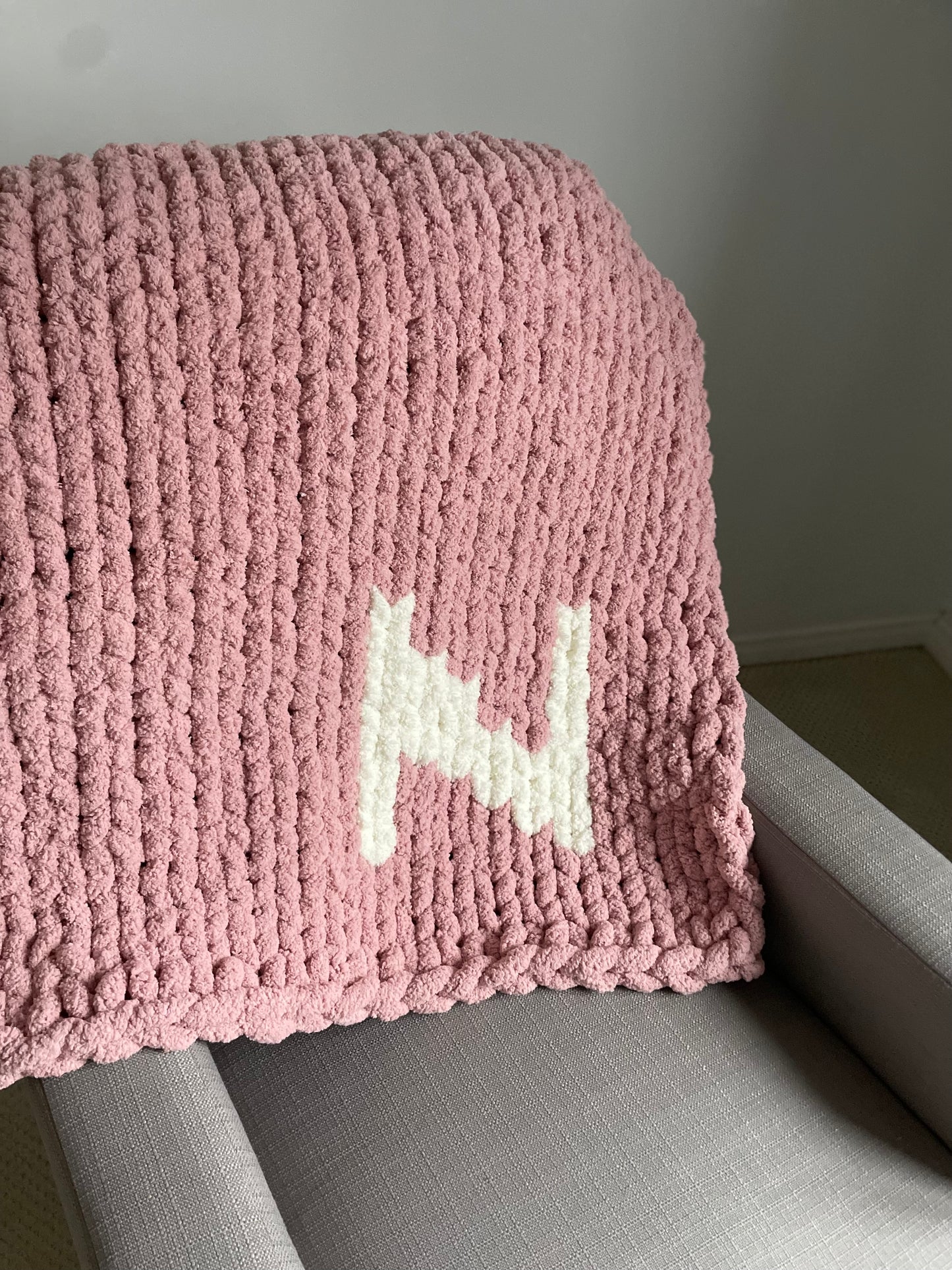 Healing Hand, Chunky Knit Baby Blankets - Monogram N