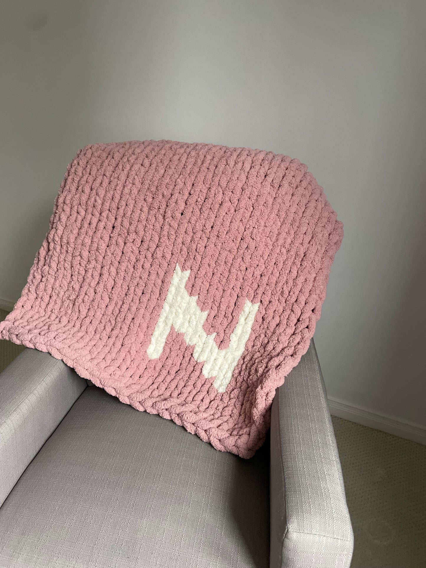 Healing Hand, Chunky Knit Baby Blankets - Monogram N