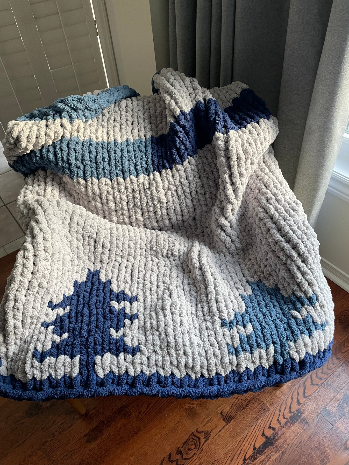 HANDKNIT PATTERN ~ Muskoka Tree Blanket ~ Chunky Chenille ~ Off By Heart Design ~ DIY