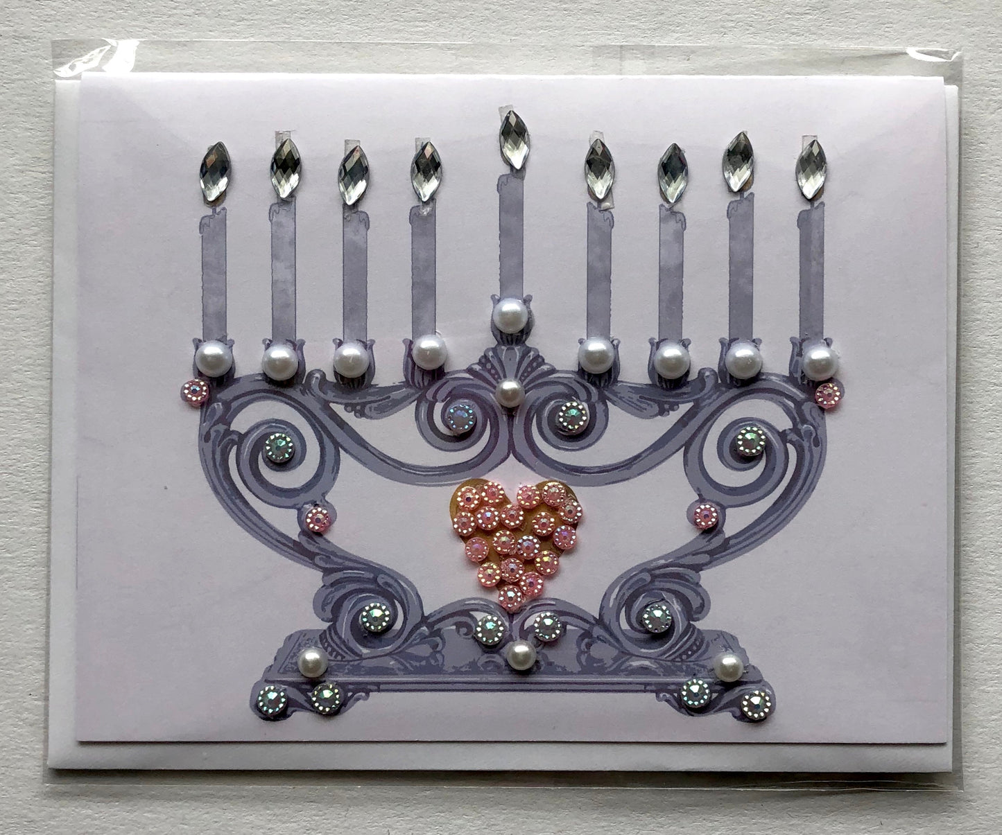 Silver Menorah Greeting Card
