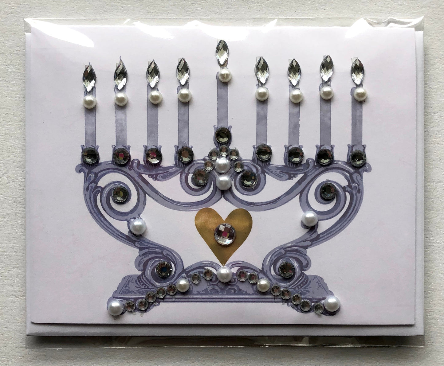 Silver Menorah Greeting Card