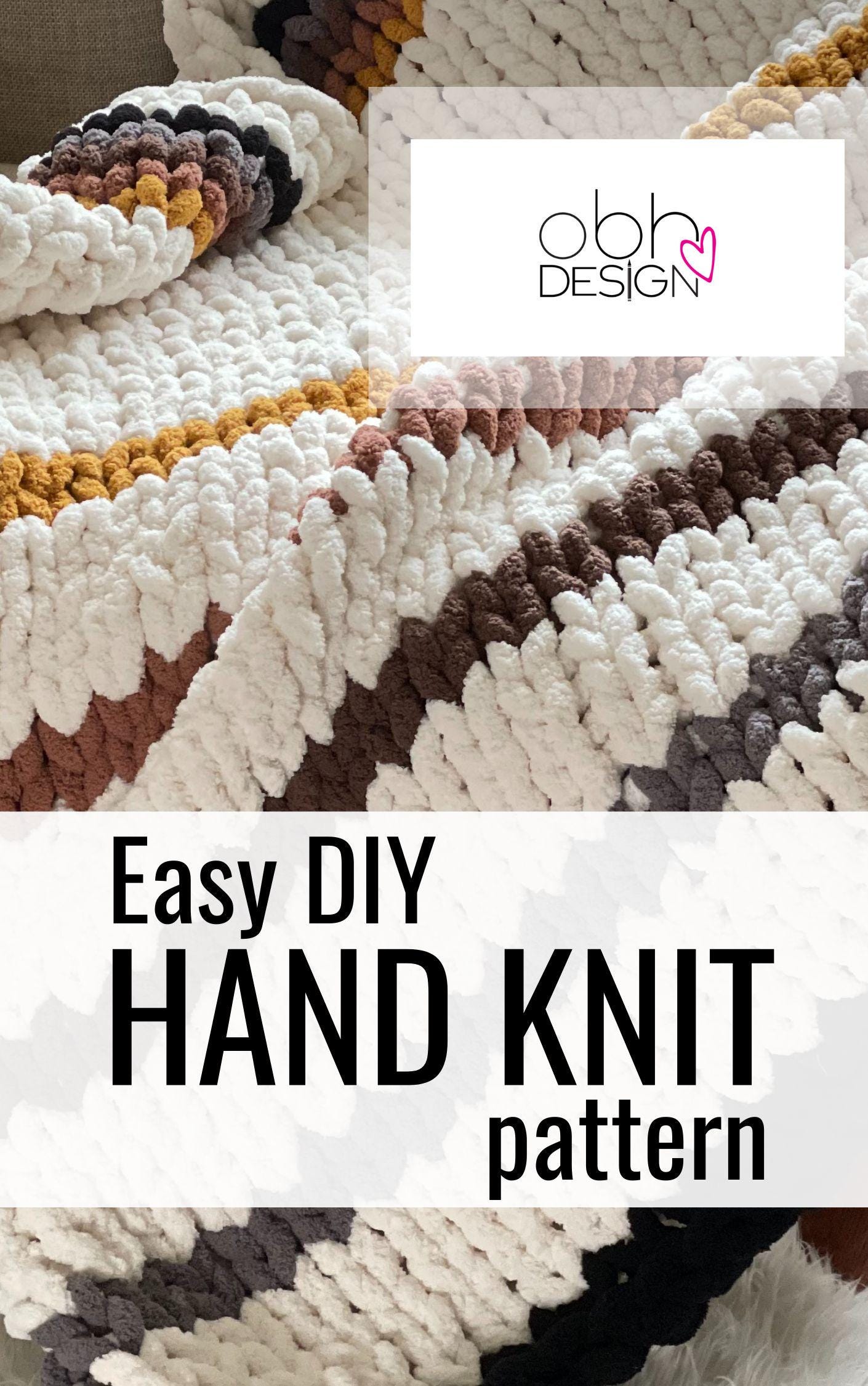 Chunky Chenille Blanket Finger Knitting Pattern: Easy DIY Throw (PDF)