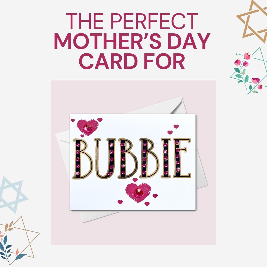 Handmade Bubbie Card for Mother's Day | Jewish Grandmother Greeting Card | Ontario Made | Canada