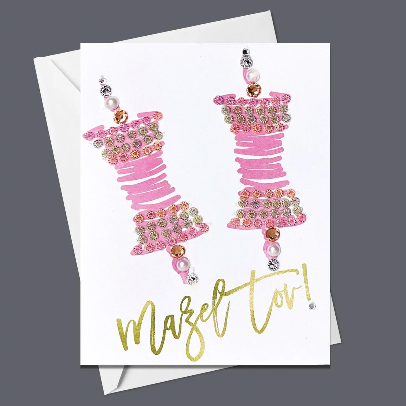 Handmade Embellished "Mazel Tov" Card: Bar/Bat Mitzvah, Milestone