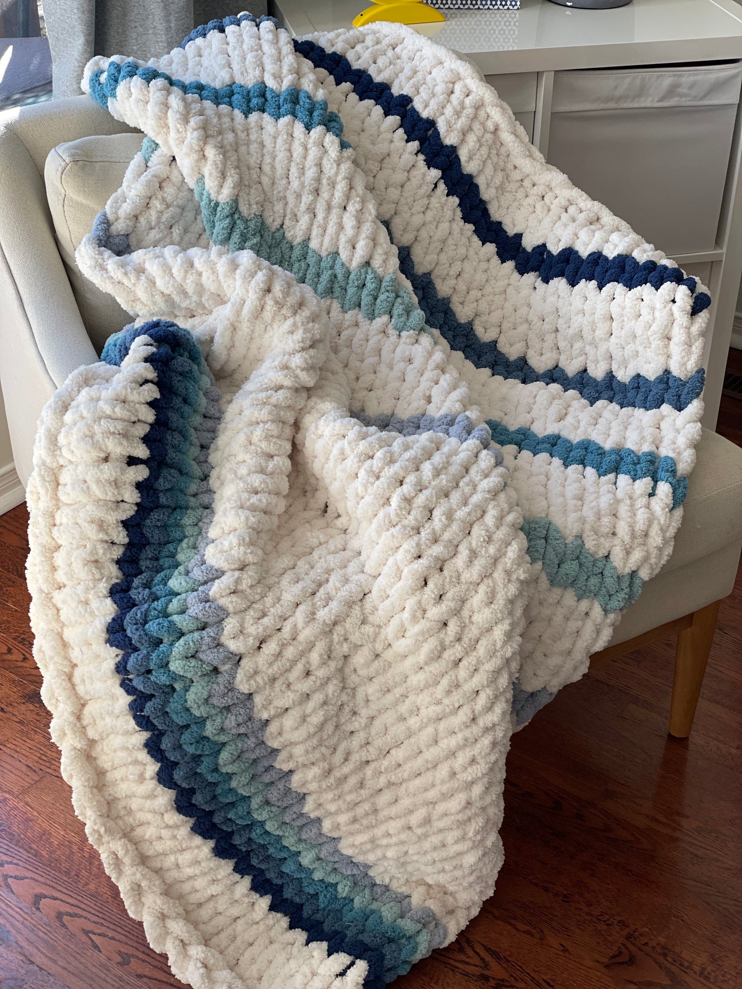 Healing Hand, Chunky Knit "The Blue Bird" Blanket