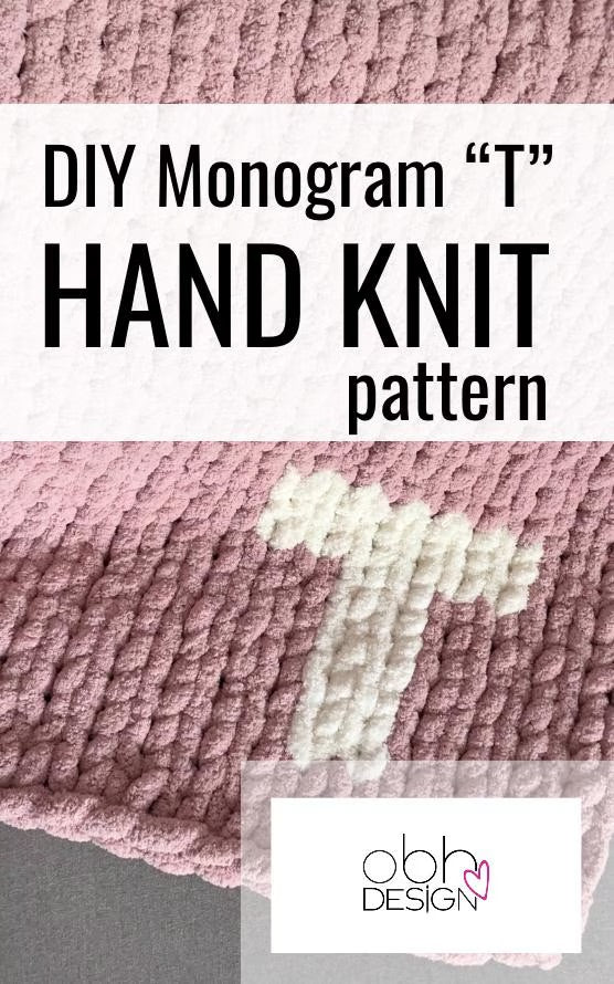 KNITTING PATTERN Monogram T Chunky Knit Blanket Pattern PDF
