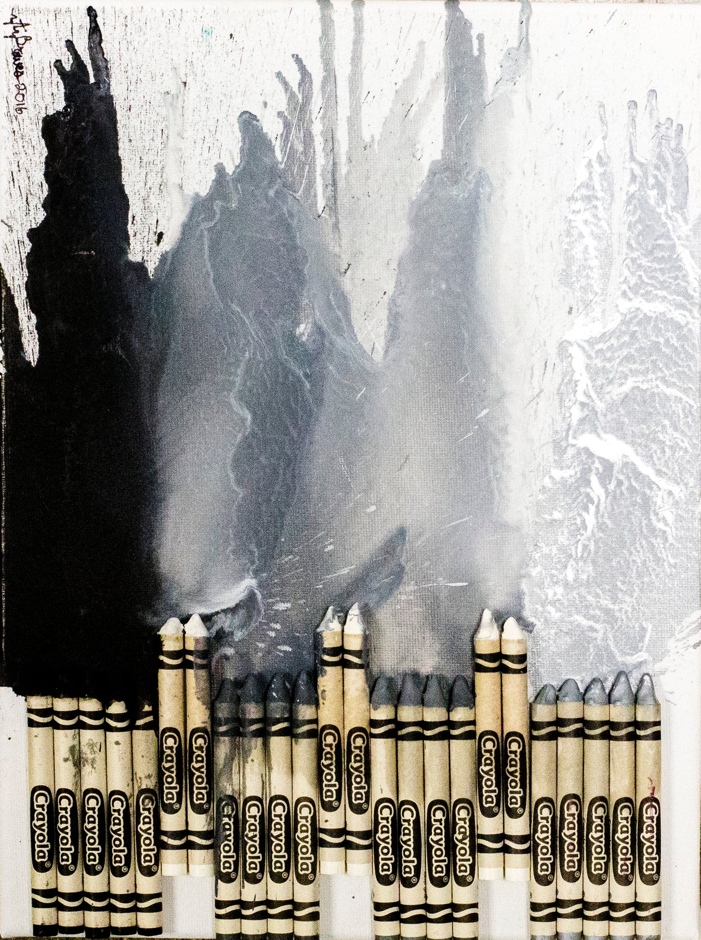 Monochrome Crayon Melt Print 8.5" x 11"