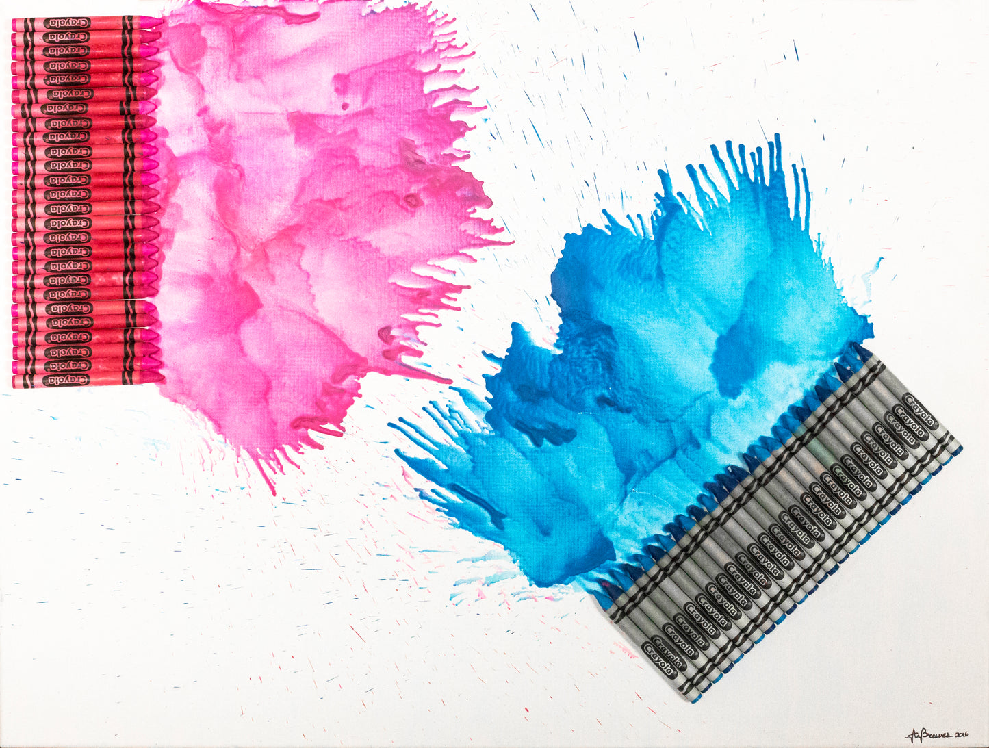 Pink and Blue Crayon Art Print 8.5" x 11"