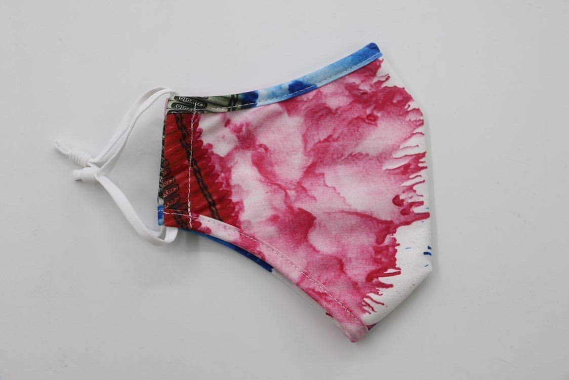 Blue & Pink Crayon Melt Face Mask - Kids