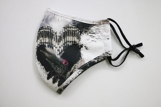 Monochrome Crayon Melt Heart Cloth Face Mask - non medical