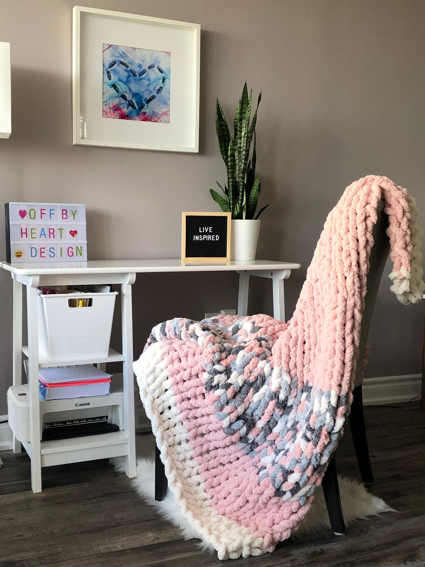 Healing Hand, Chunky Knit Baby I'm In Love with Pink Blanket