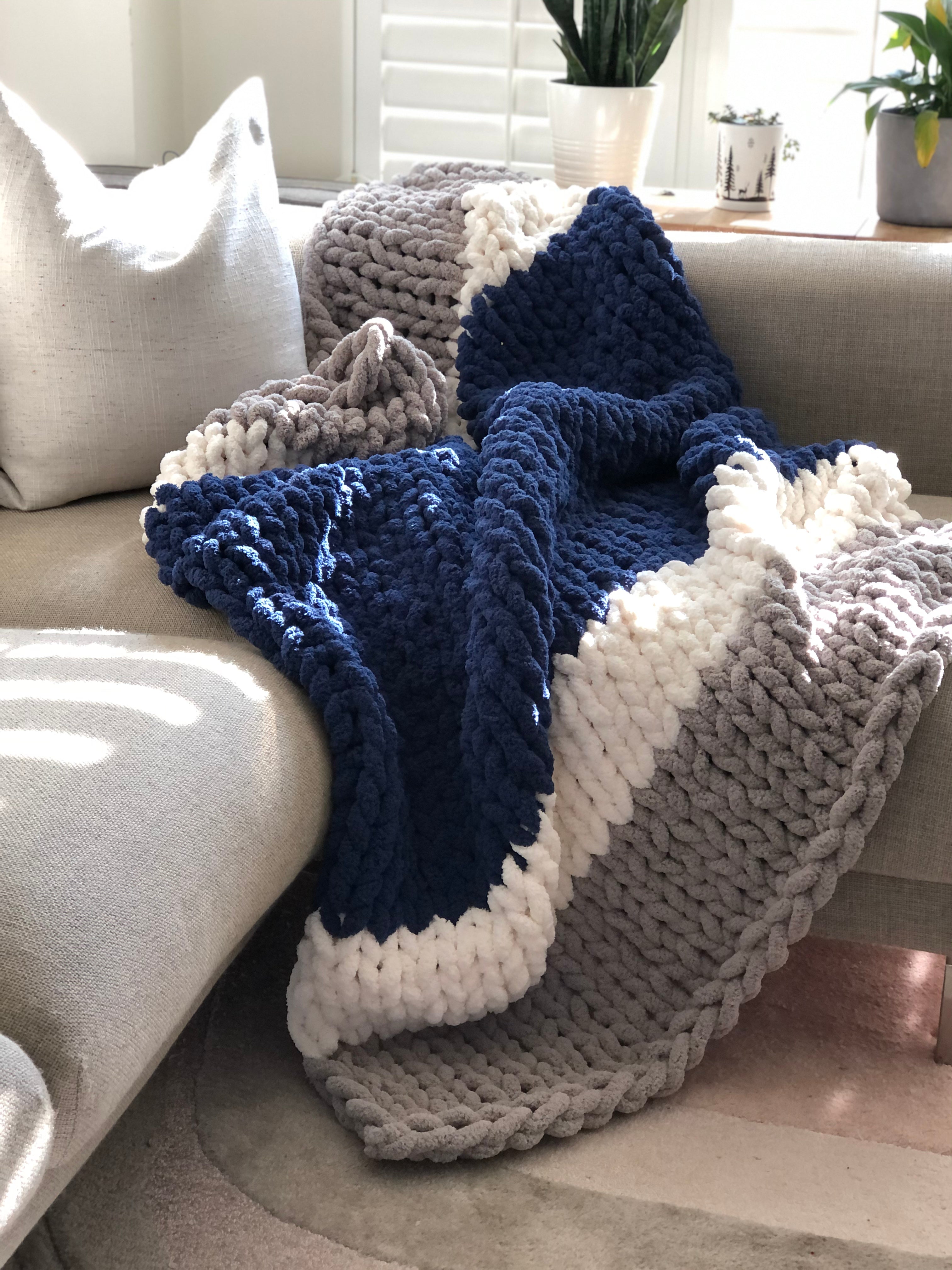Healing Hand, Chunky Knit Blankets Blue Jay – Off By Heart Design