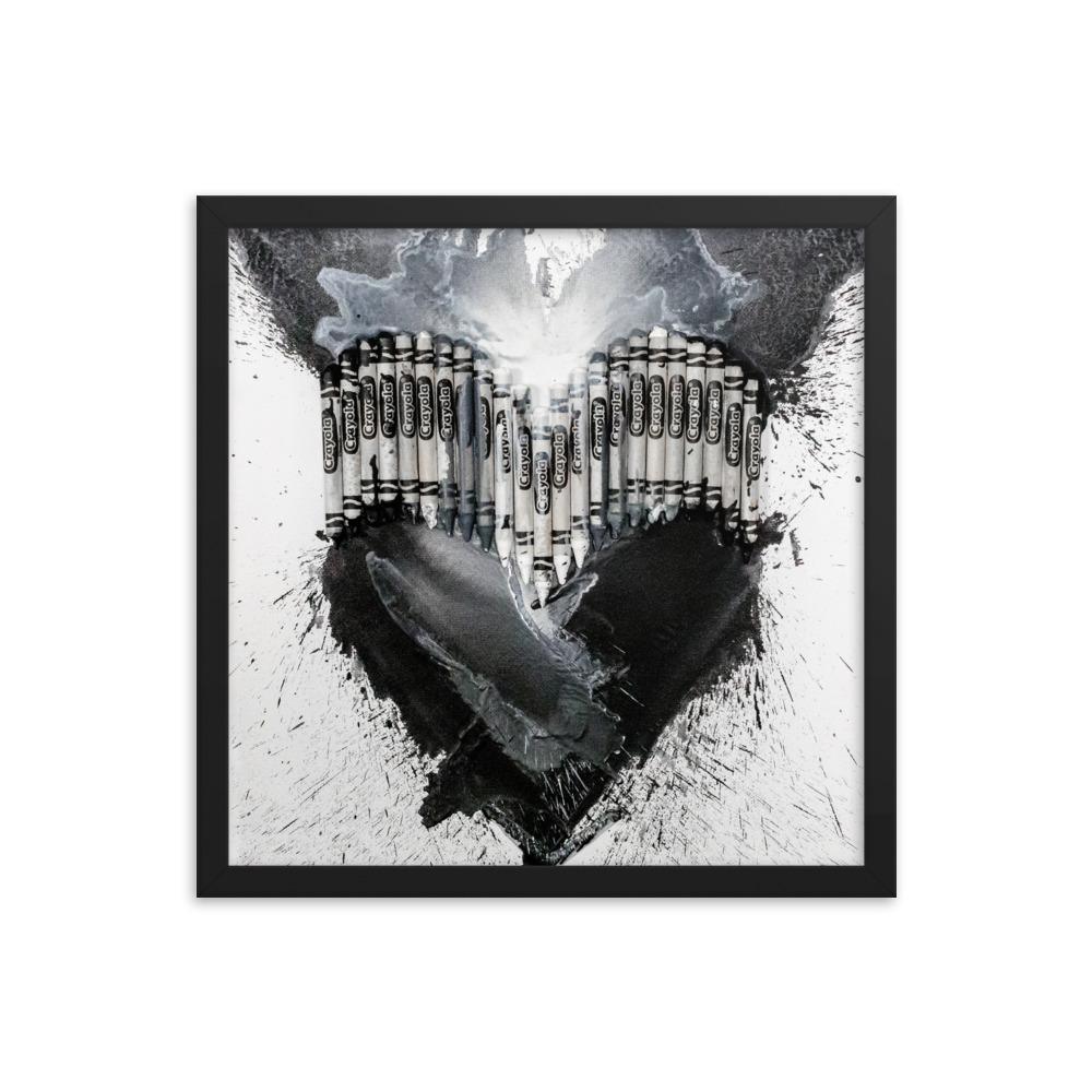 Monochrome Crayon Melt Heart Cloth Face Mask - non medical