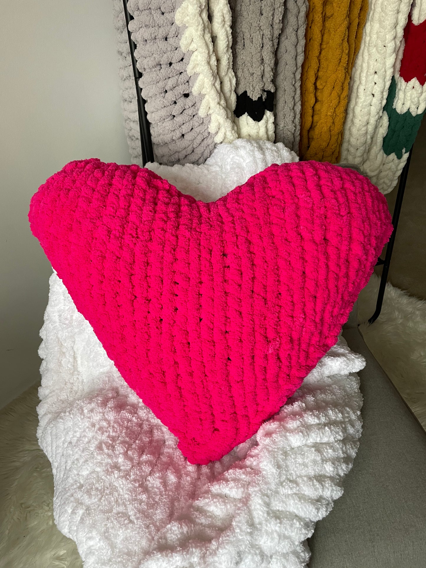 23” Valentine’s Day Heart Pillow in Hot Pink