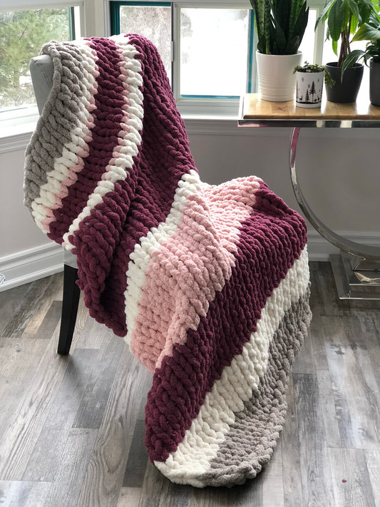 Healing Hand Knit, Chunky Knit Blankets Raspberry