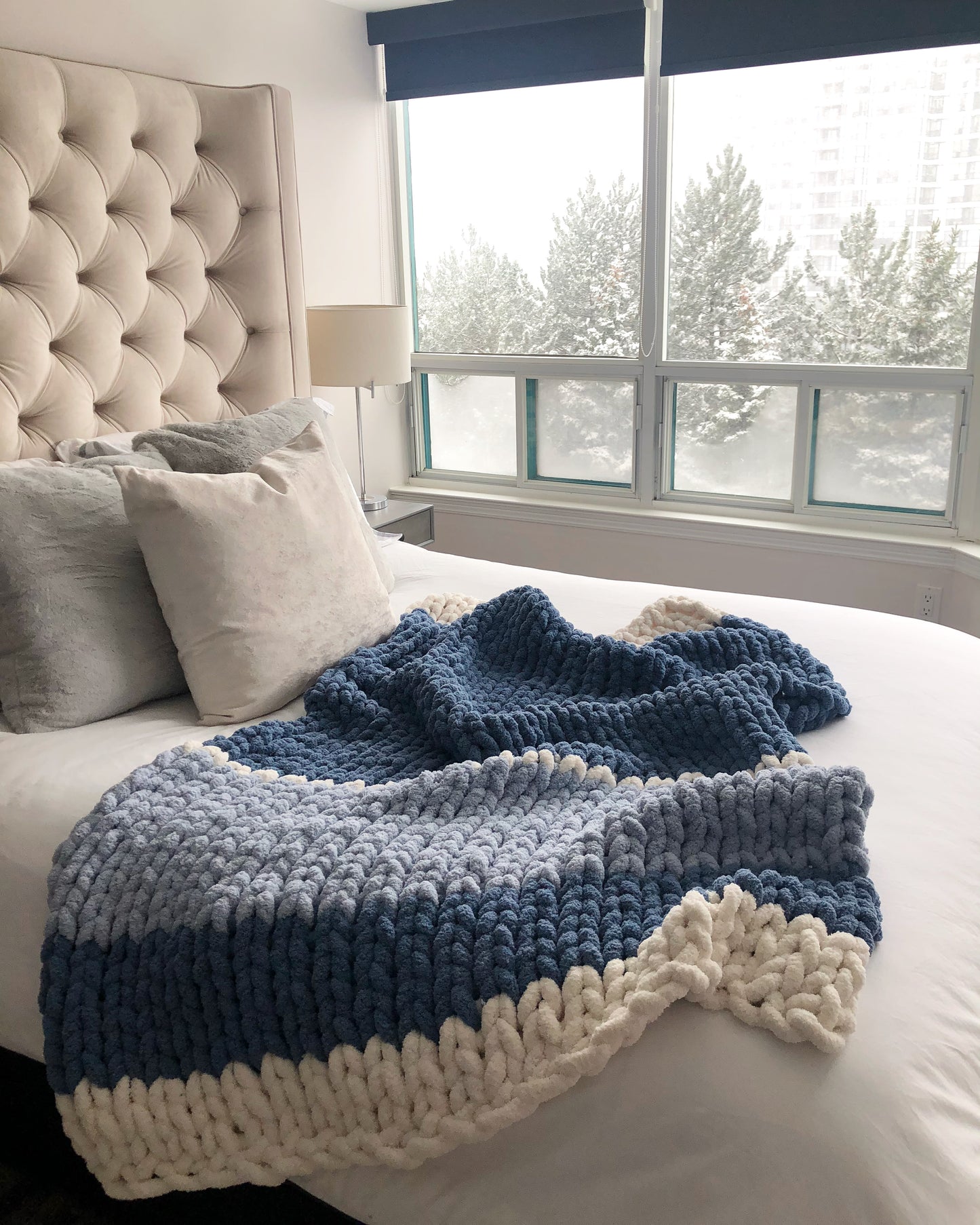 Healing Hand, Chunky Knit Blankets Cottage Blue