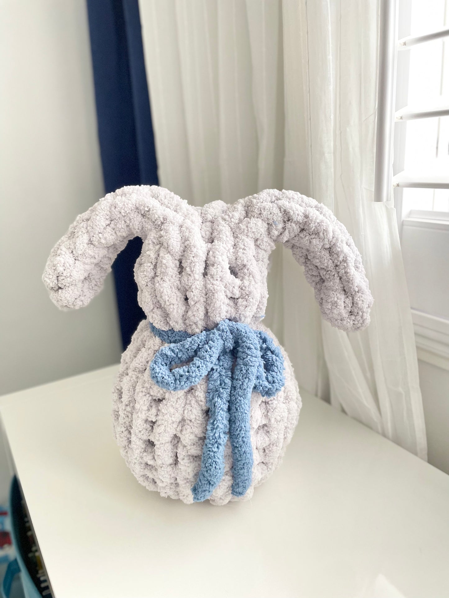Stuffy Easter Bunny - Earl Grey with Blue Bow