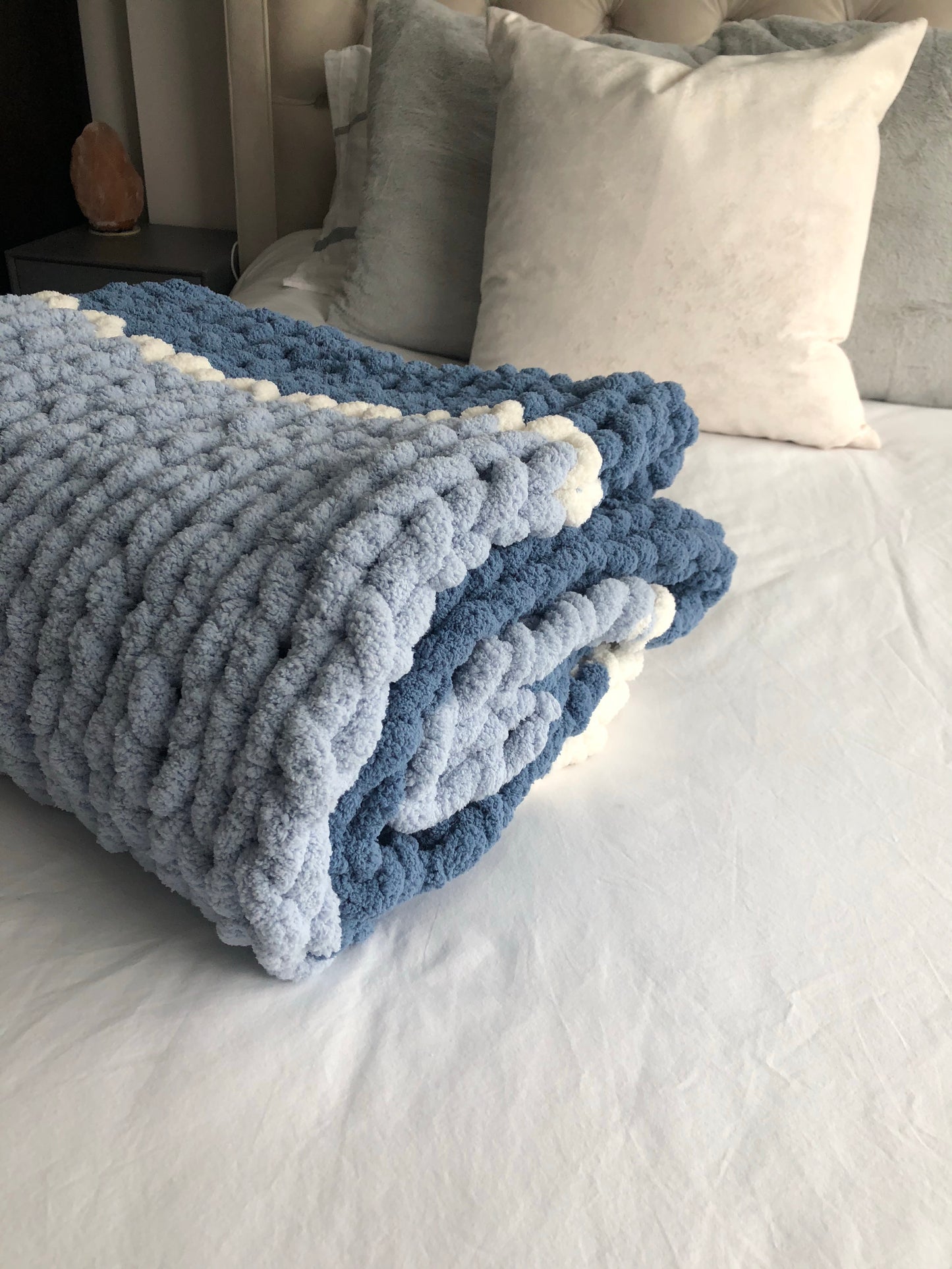 Healing Hand, Chunky Knit Blankets Cottage Blue