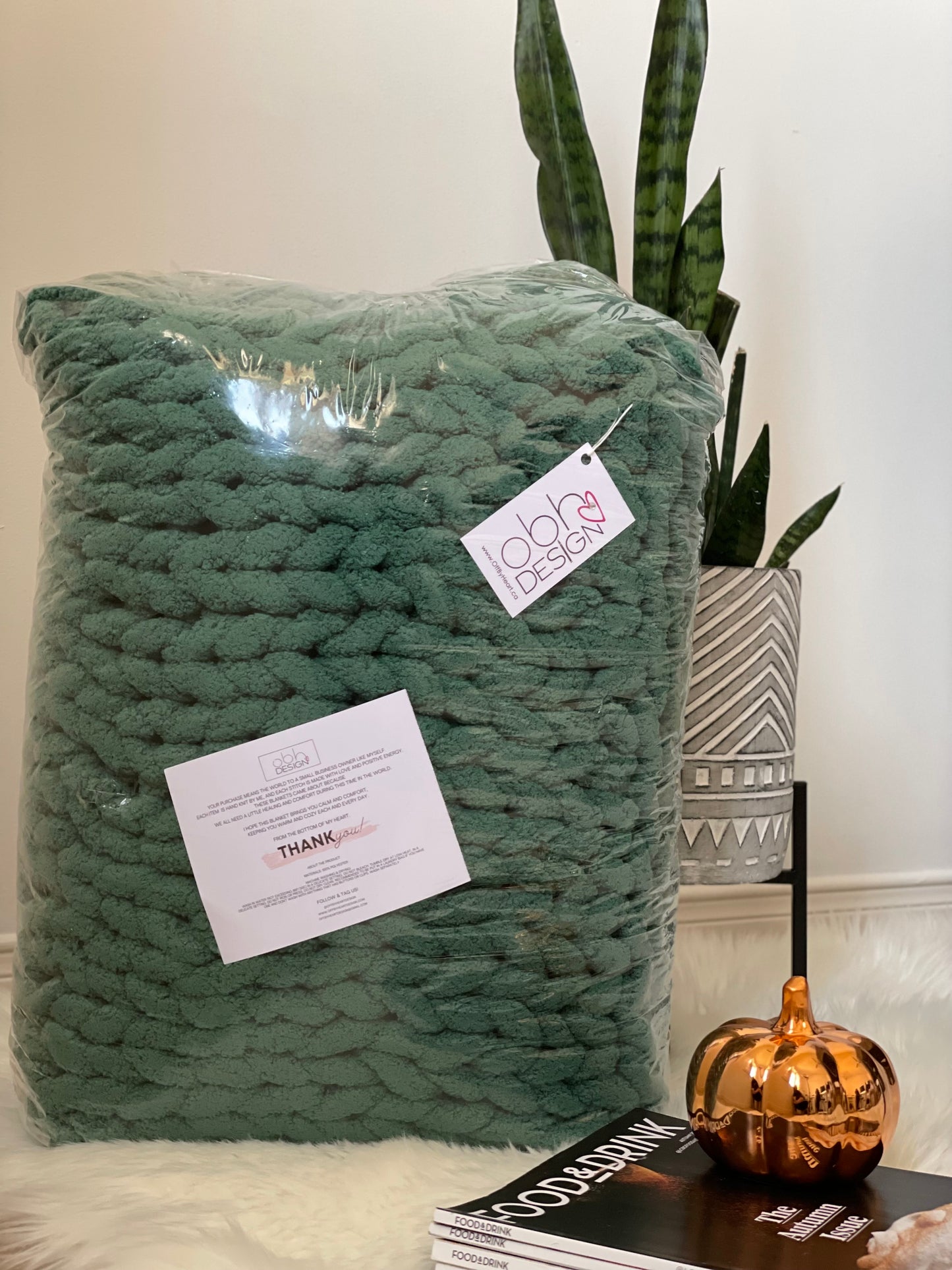 Healing Hand Knit, Chunky Knit Blankets Solid Emerald