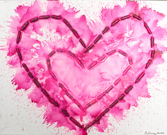 Pink Heart Crayon Melt Print 8.5" x 11"