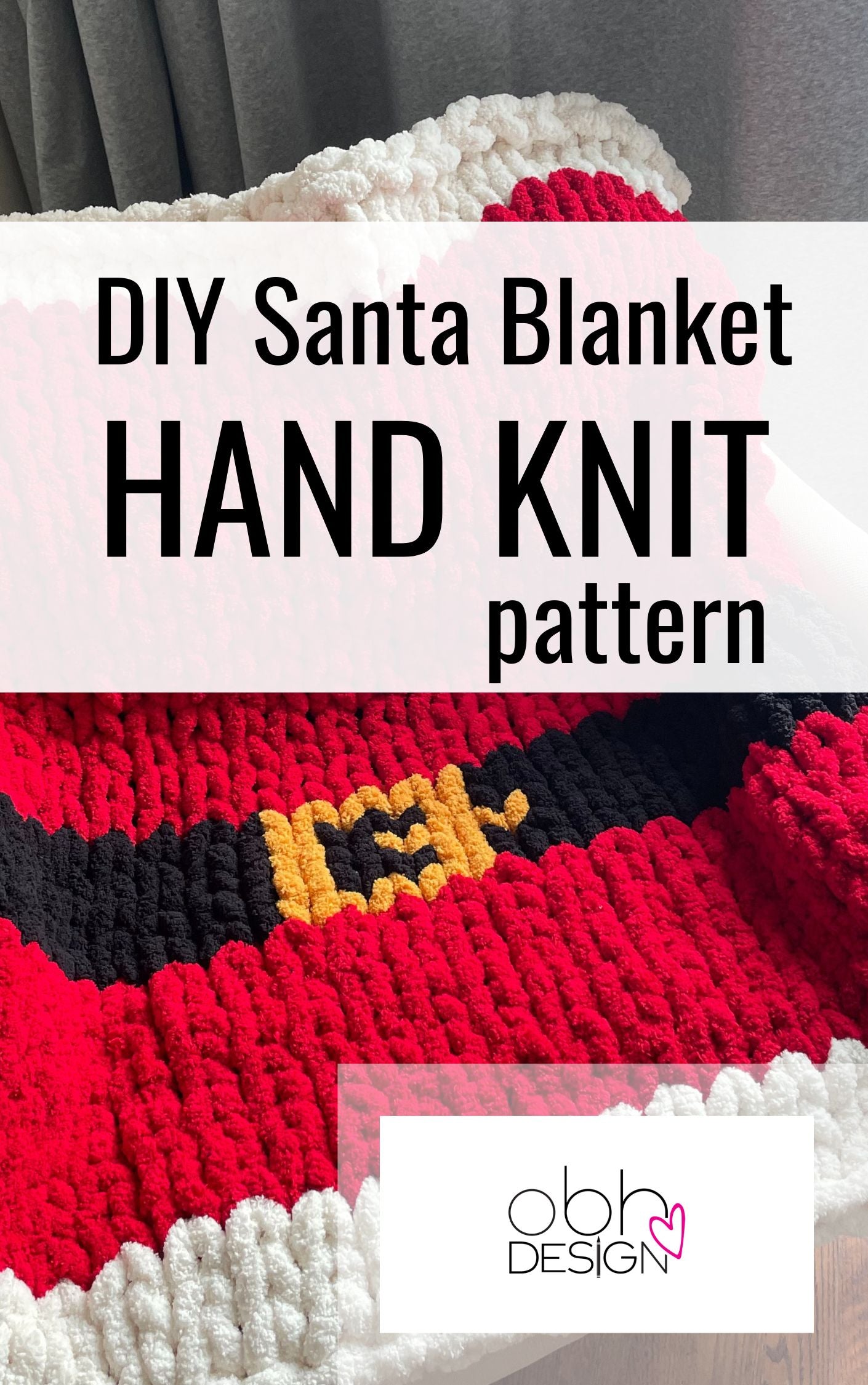 KNITTING PATTERN ~ DIGITAL DOWNLOAD ~ Santa Blanket ~ Chunky Chenille