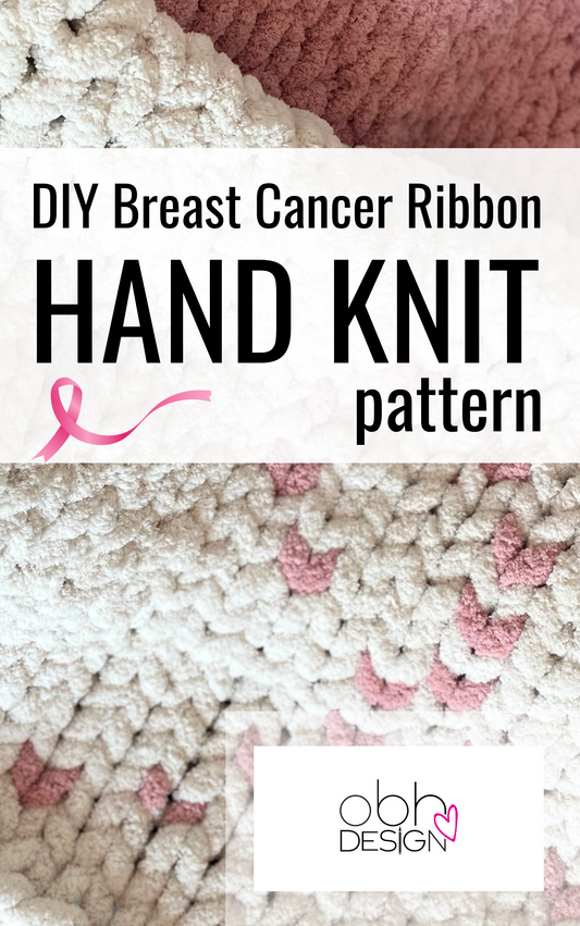 HANDKNIT PATTERN ~ Breast Cancer Ribbon Blanket Pattern ~ Chunky Chenille ~ DIY