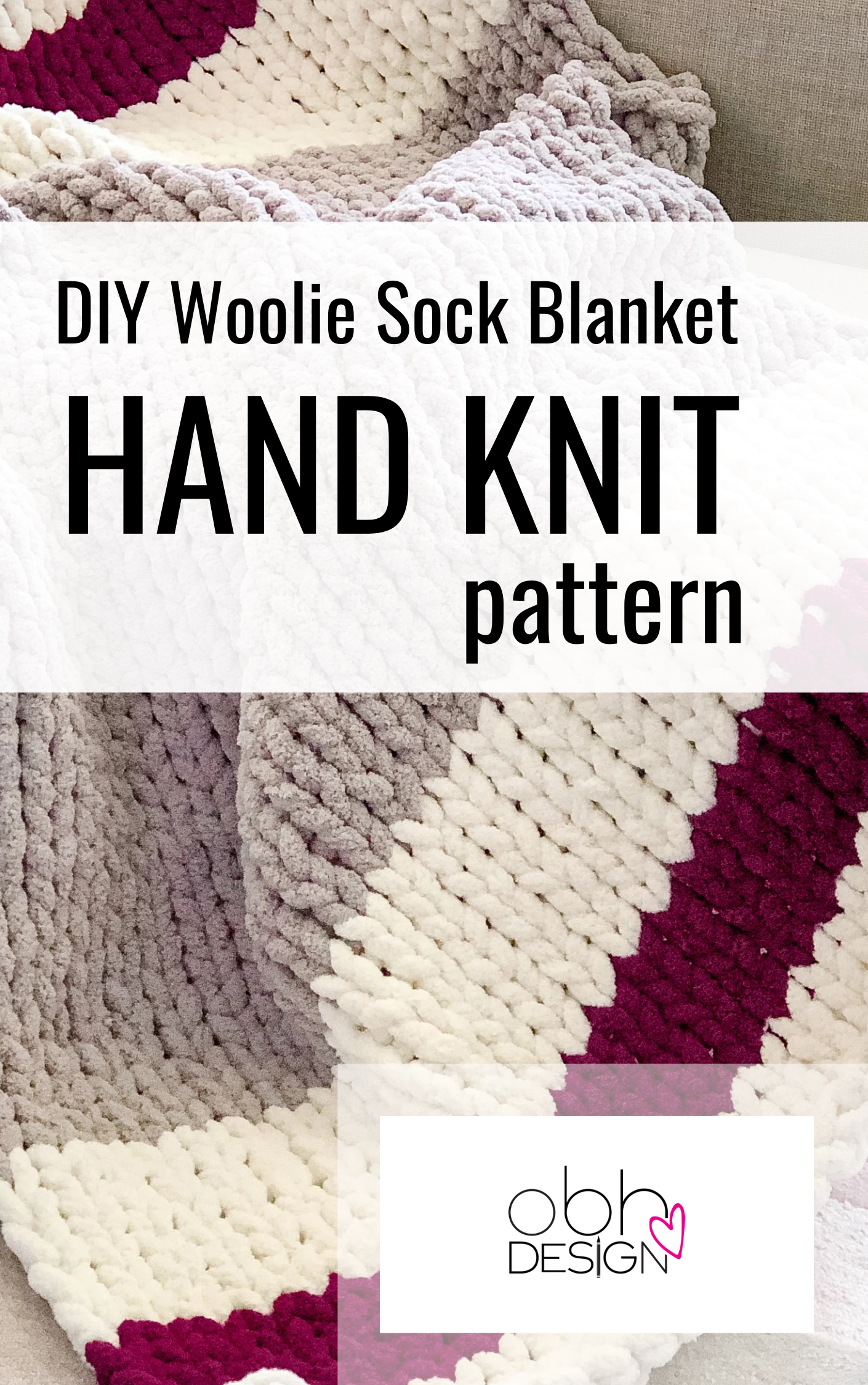 KNITTING PATTERN ~ The Woolie Sock Blanket | Sock Monkey Blanket ~ Chunky Chenille ~ Off By Heart Design ~ DIY