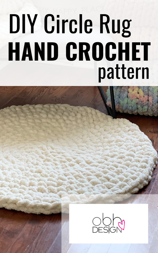 HANDCROCHET PATTERN ~ Circle Rug ~ Chunky Chenille ~ Off By Heart Design ~ DIY