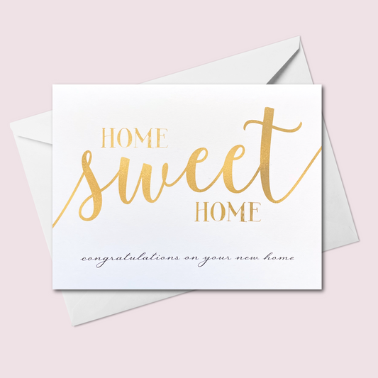 Housewarming Card – “Home Sweet Home” Gold Design