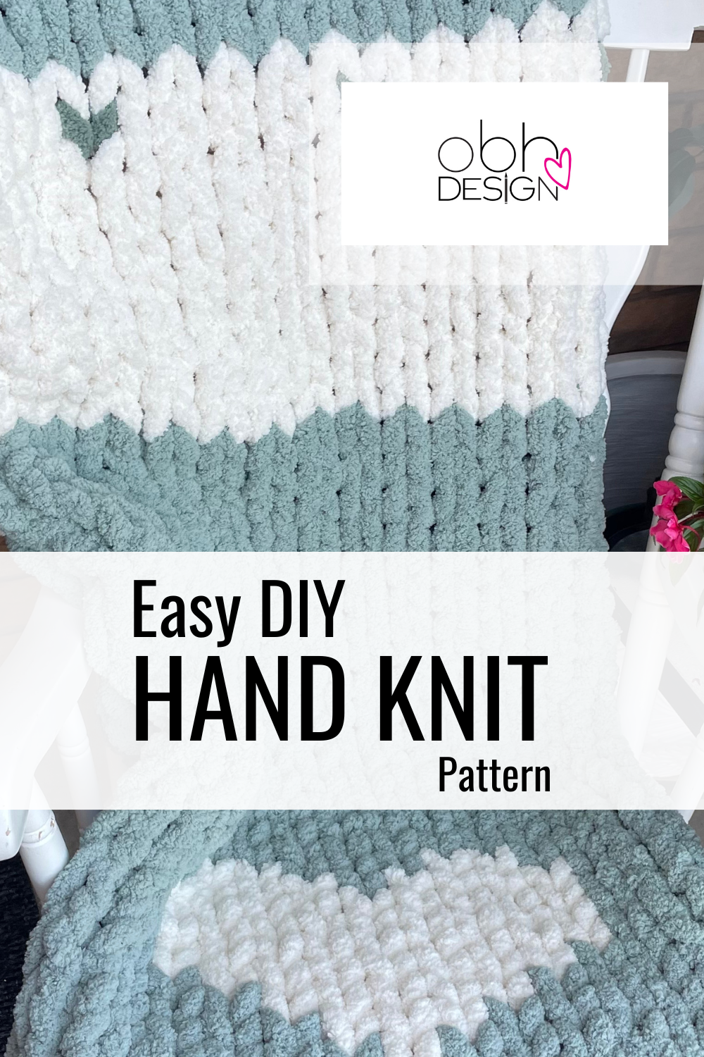 Chunky Chenille Heart Blanket Knitting Pattern: Beginner DIY Throw (PDF Pattern)