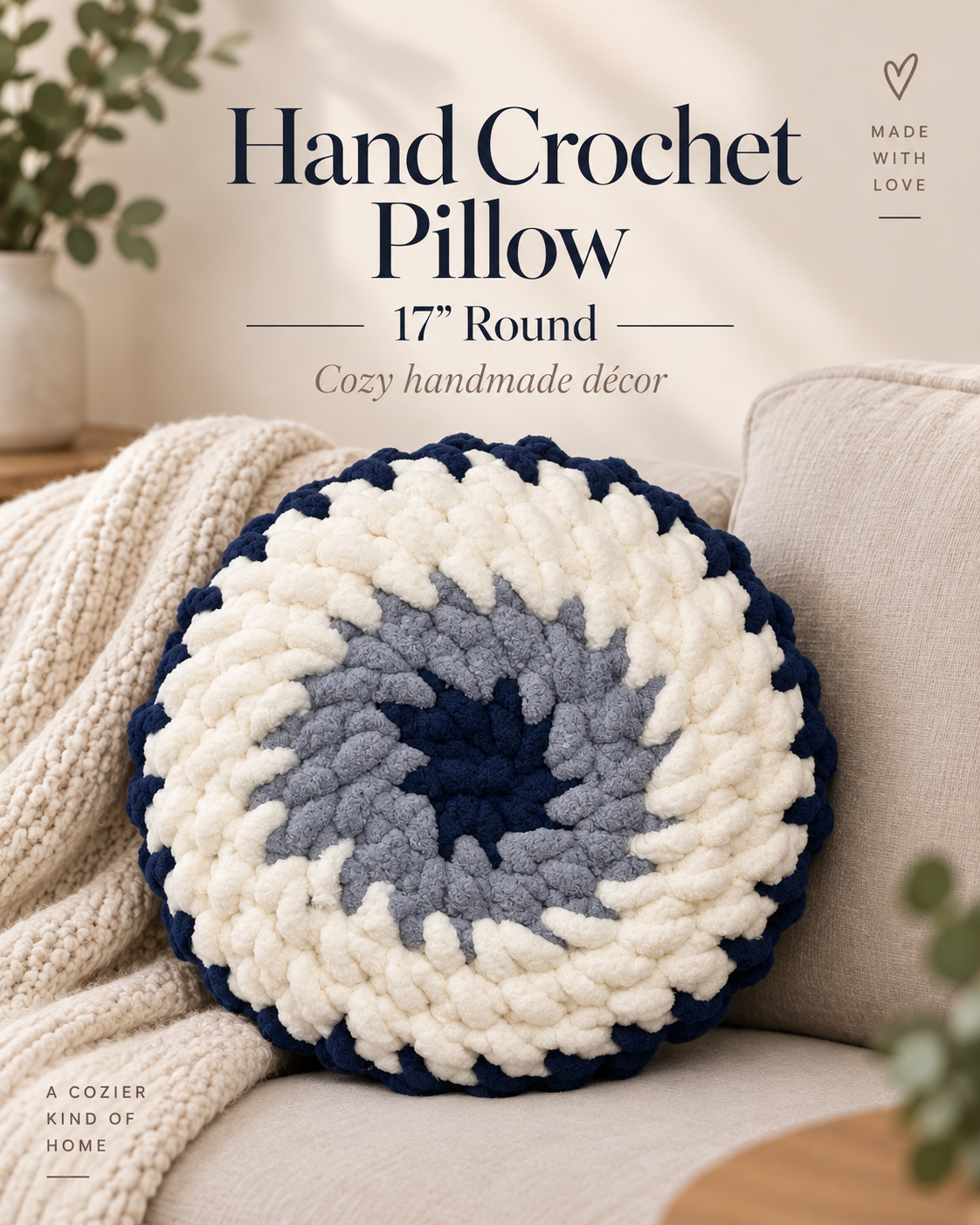 Evil Eye Protection 🧿 Crochet Pillow