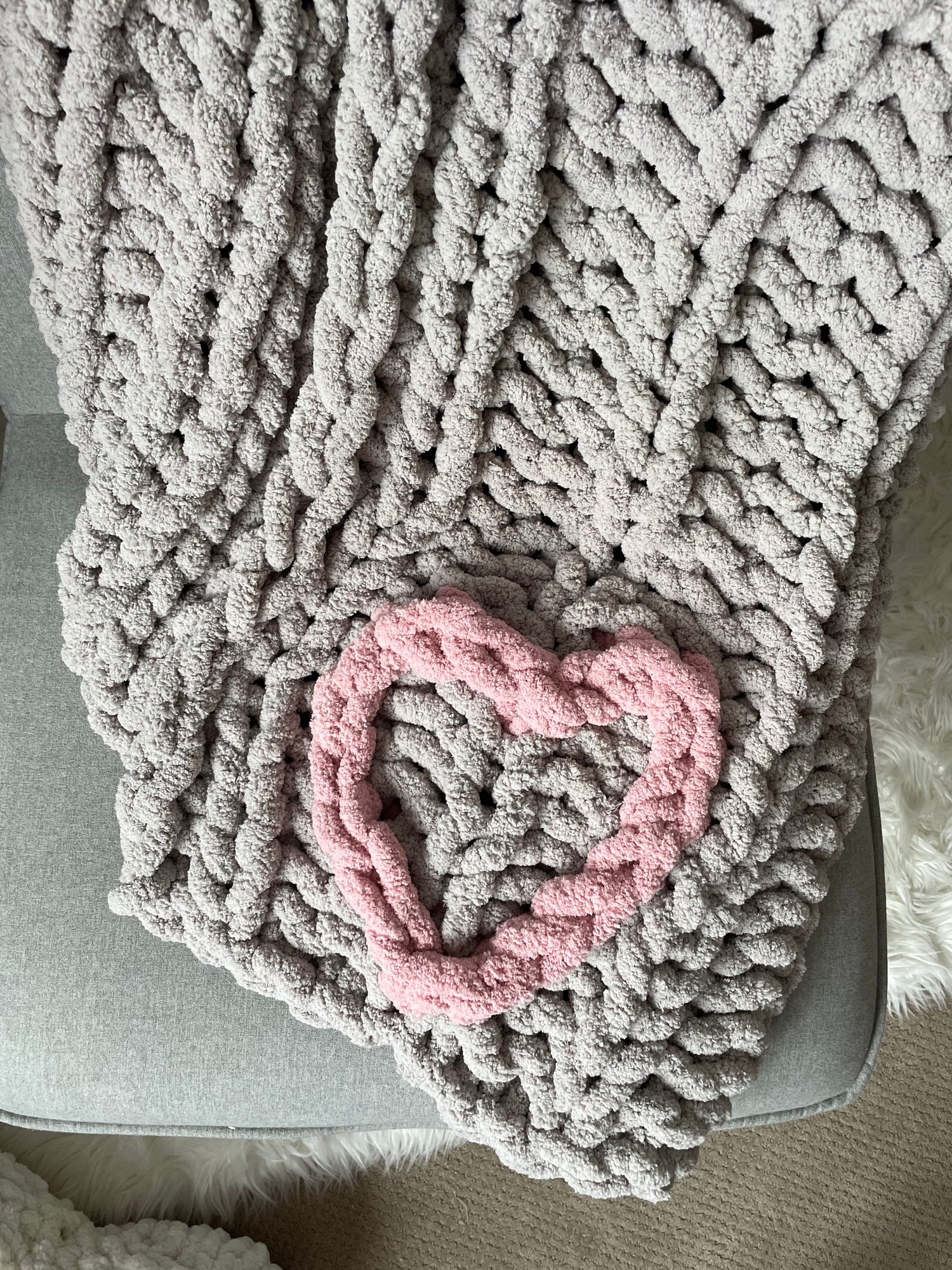 Pink and grey blanket hotsell