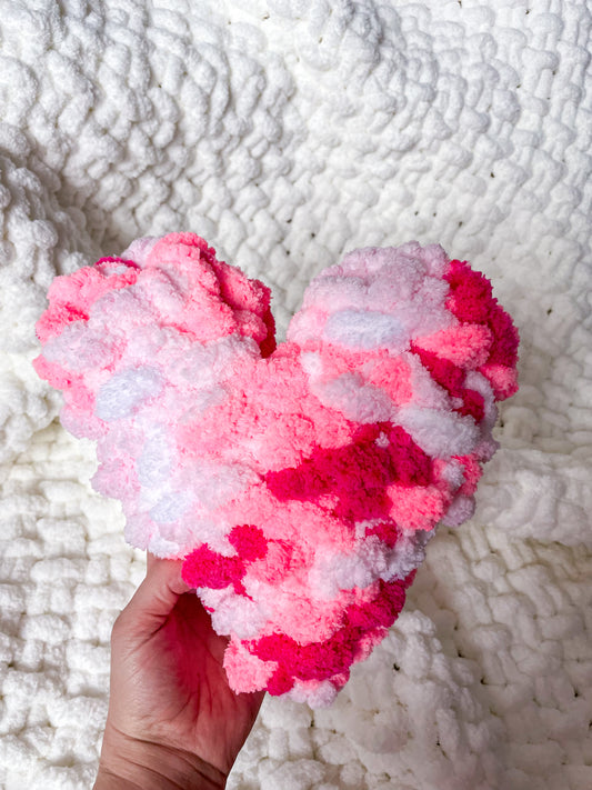 Heart Pillow in Hot Pink Mix
