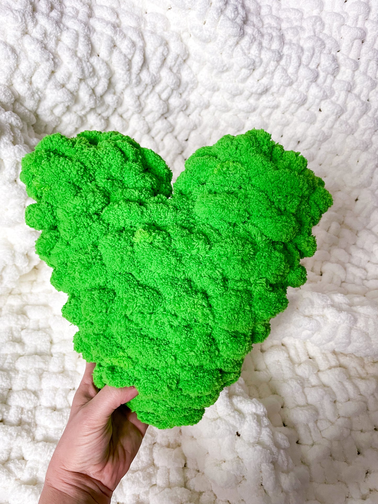 Heart Pillow in Lime Green