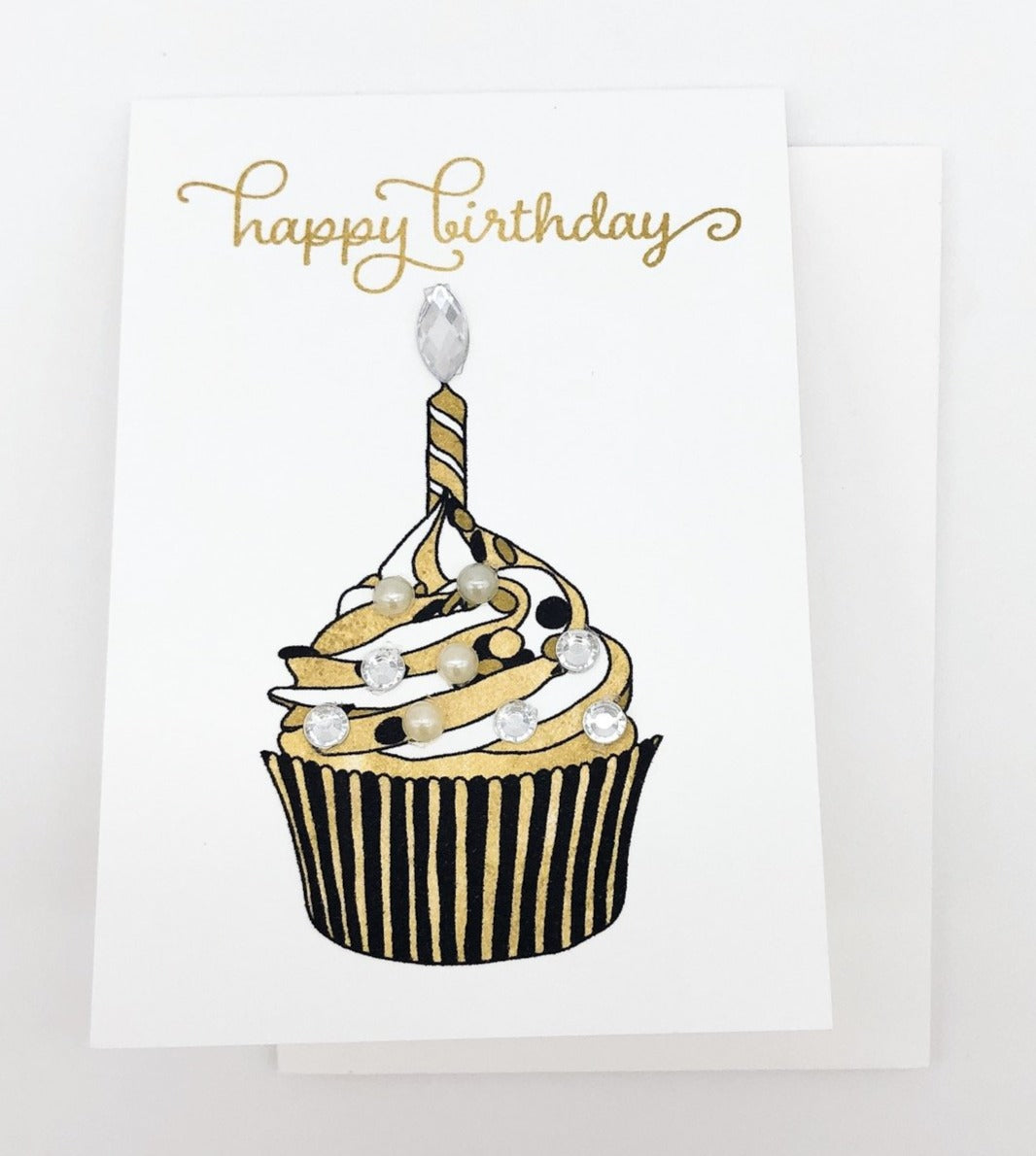 Chocolate Swirl Cupcake Happy Birthday Greeting Card Mini Size