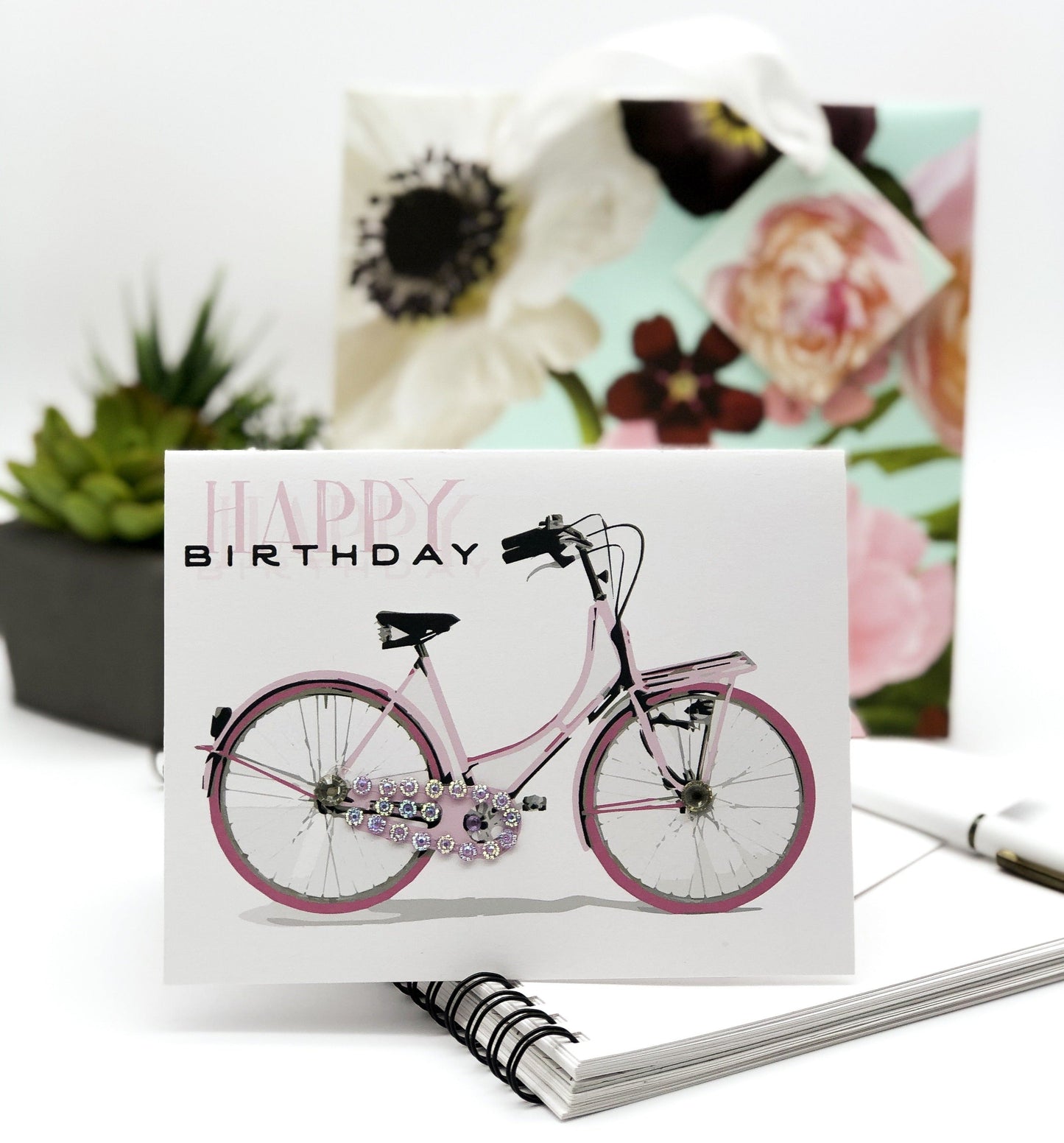 Happy Birthday Pink Bike Greeting Card