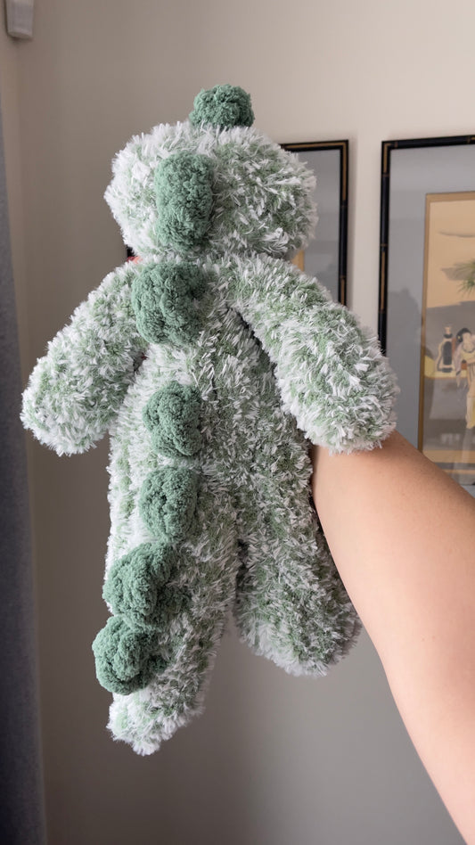 Baby Rexy Dino Snuggler | Plush Dinosaur Toy | Chenille Yarn Dino | Green