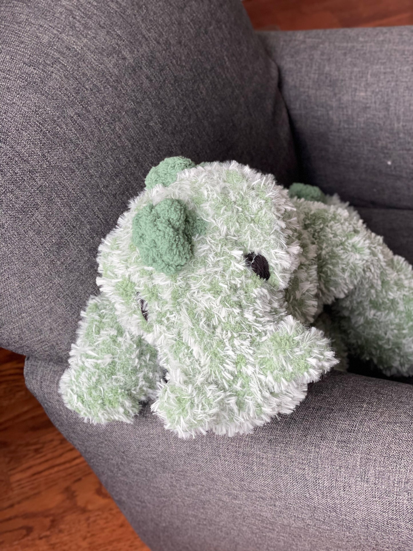 Baby Rexy Dino Snuggler | Plush Dinosaur Toy | Chenille Yarn Dino | Green