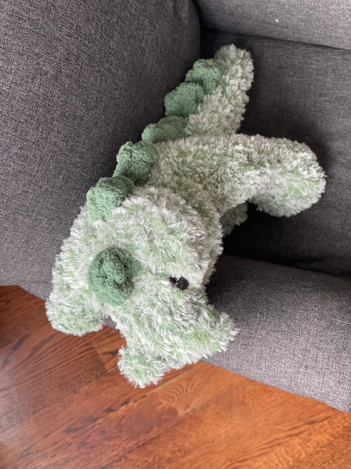 Baby Rexy Dino Snuggler | Plush Dinosaur Toy | Chenille Yarn Dino | Green