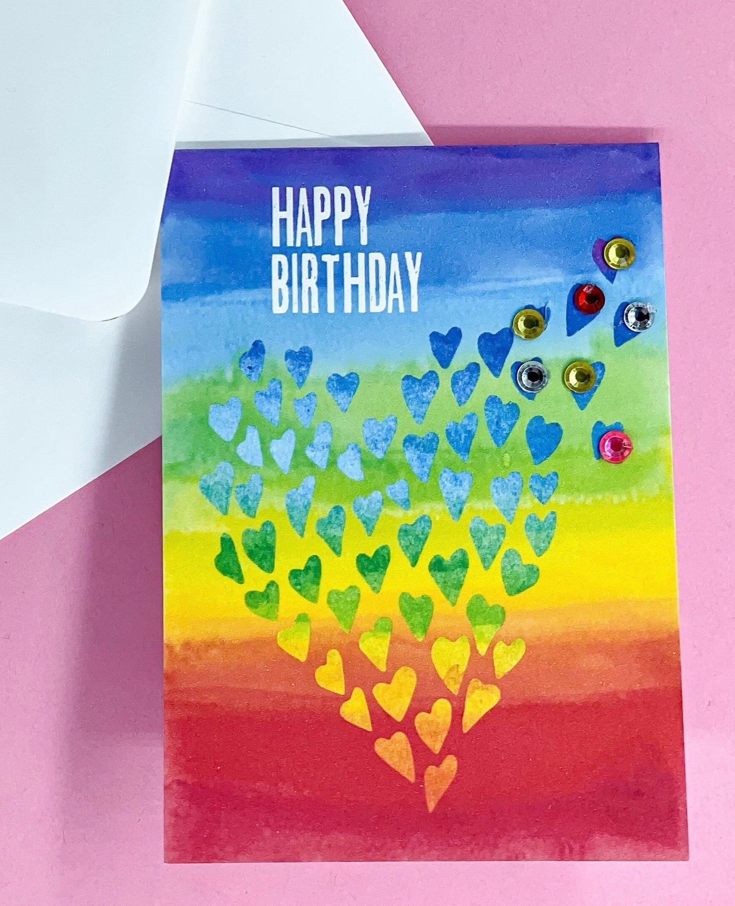 Happy Birthday Day Fly Away Hearts Rainbow - Mini size