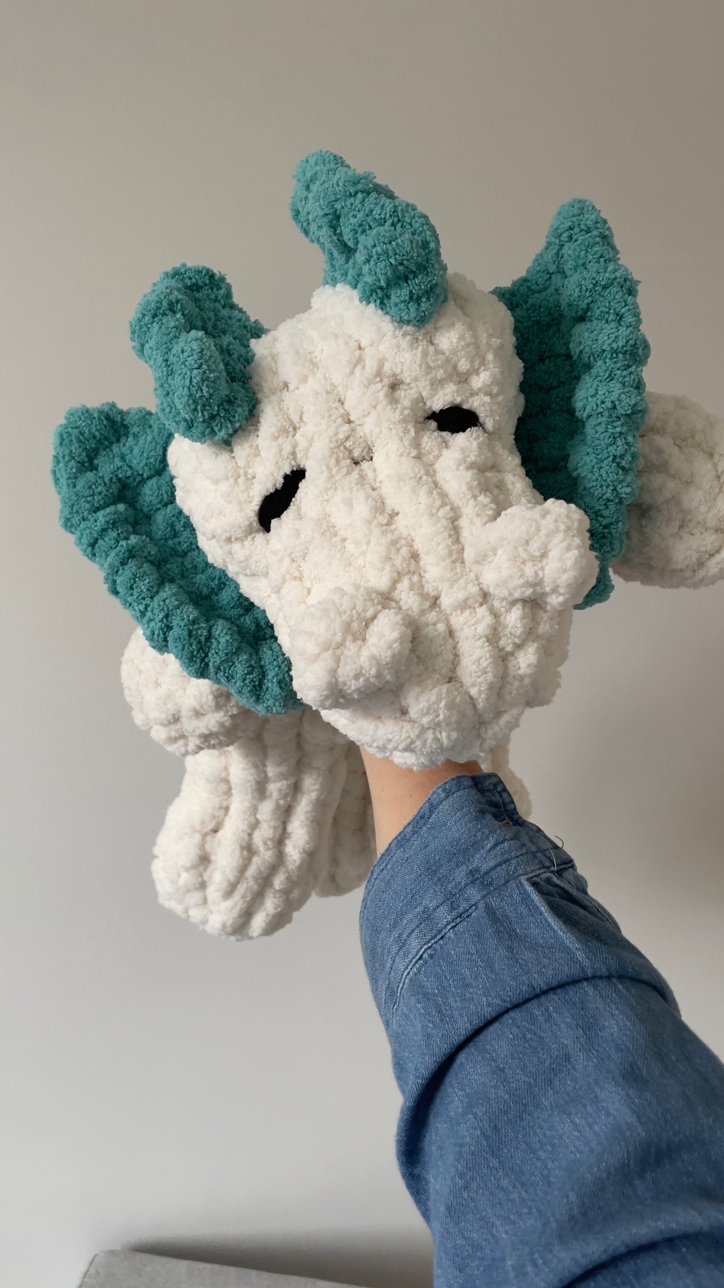 Dilophosaurus Dino Snuggler | Plush Dinosaur Toy | Chenille Yarn Dino