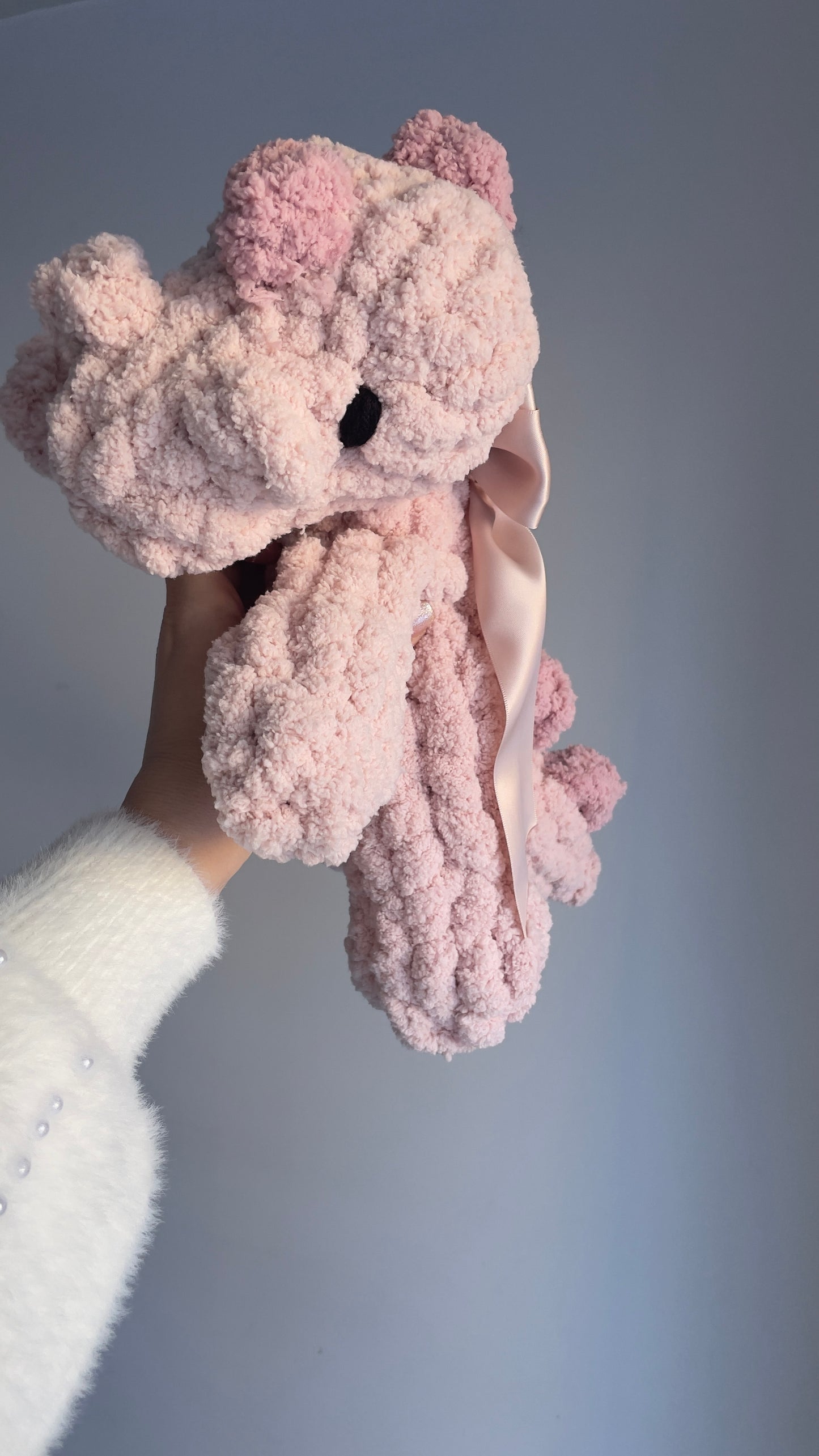 Baby Daisy Dino Snuggler | Plush Dinosaur Toy | Chenille Yarn Dino | Pink