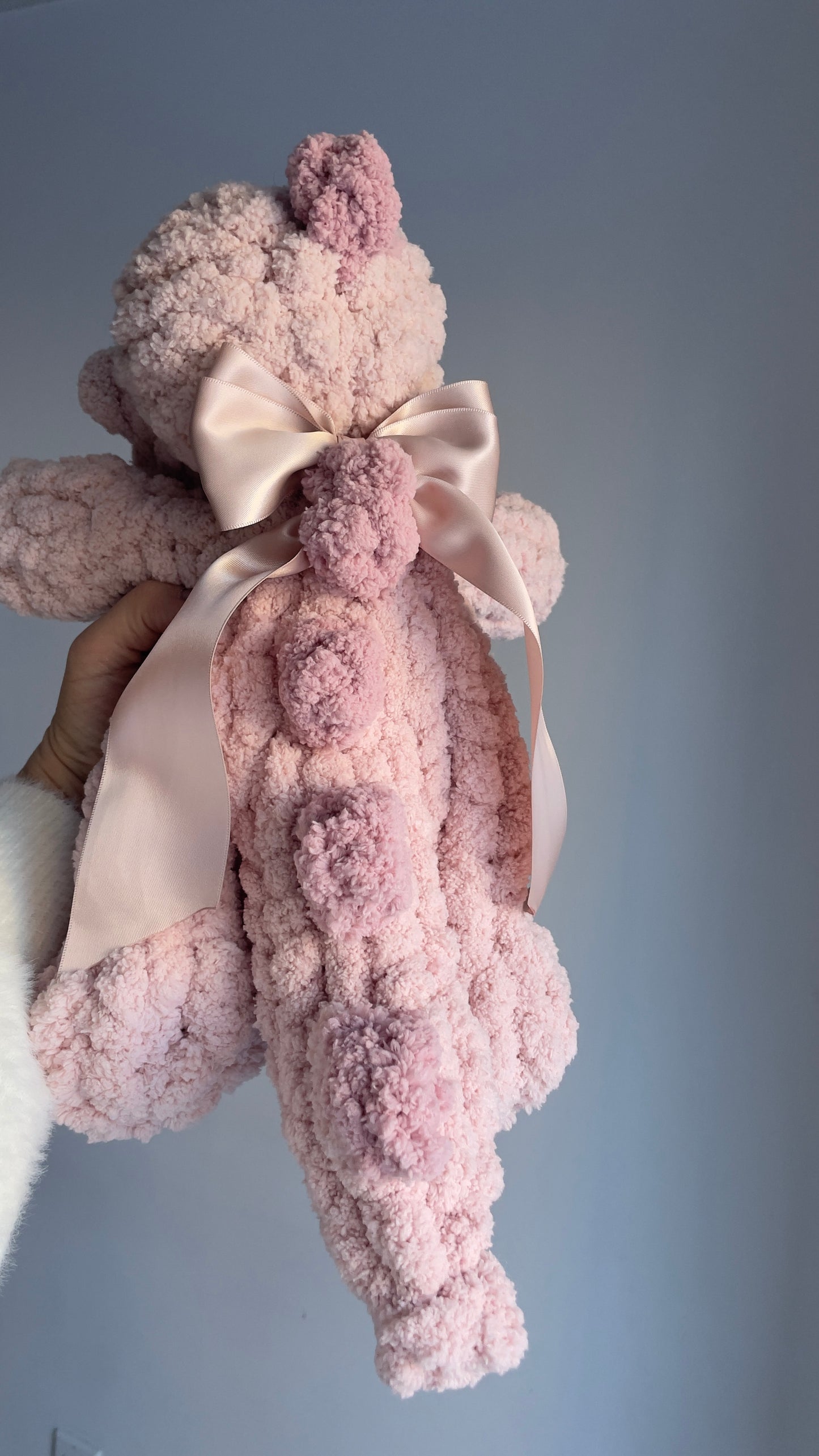 Baby Daisy Dino Snuggler | Plush Dinosaur Toy | Chenille Yarn Dino | Pink