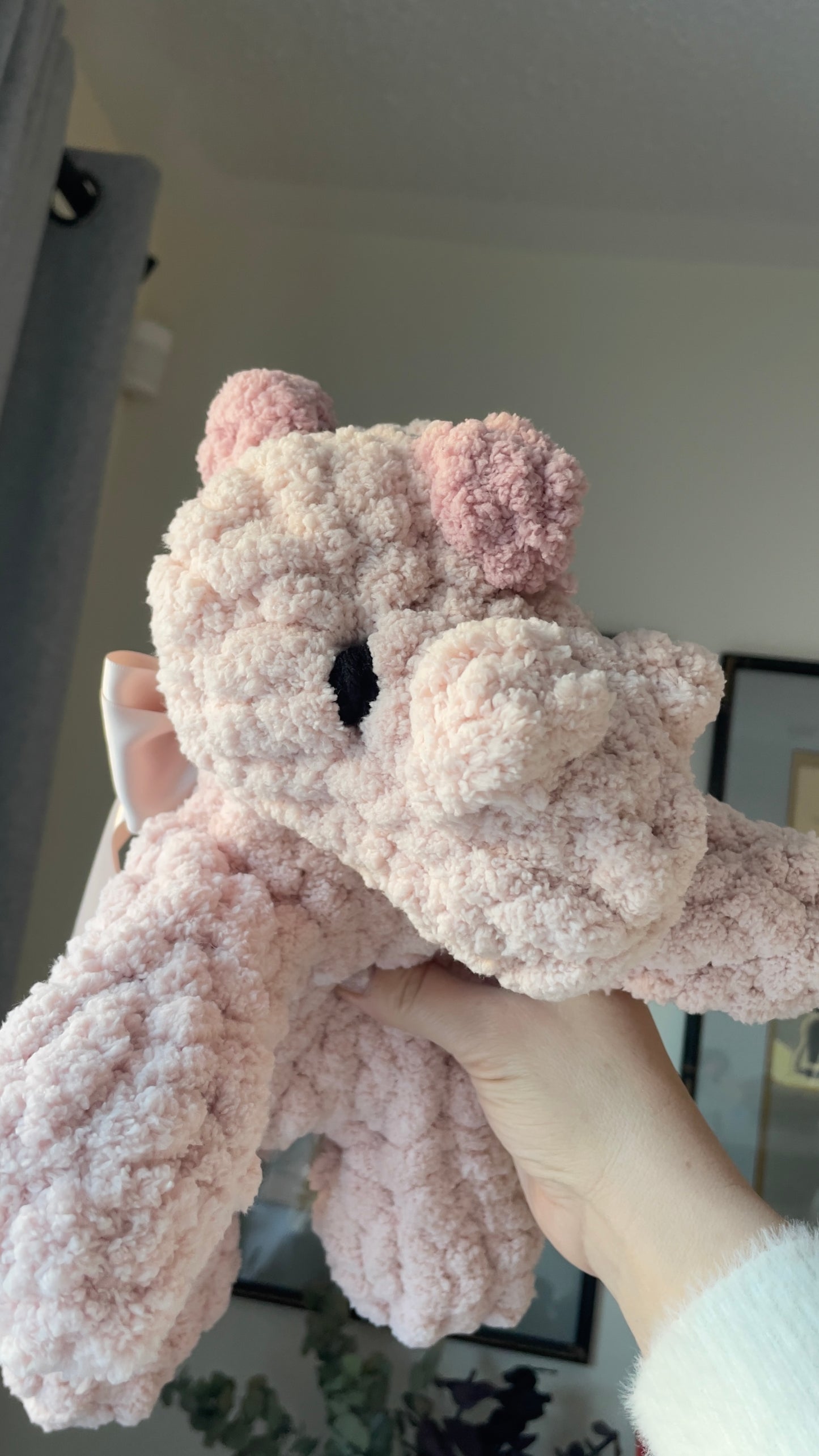 Baby Daisy Dino Snuggler | Plush Dinosaur Toy | Chenille Yarn Dino | Pink