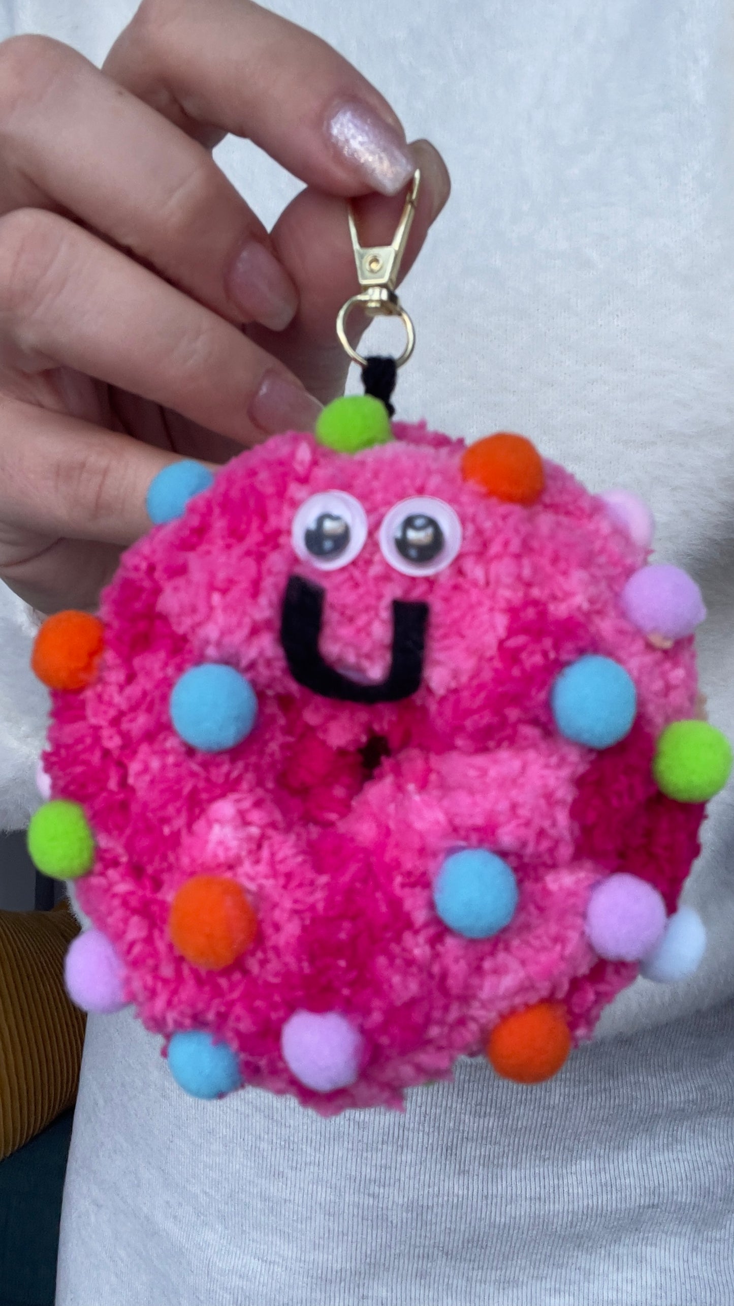 Chenille Donut Keychain | Stress-free Sufganiyot