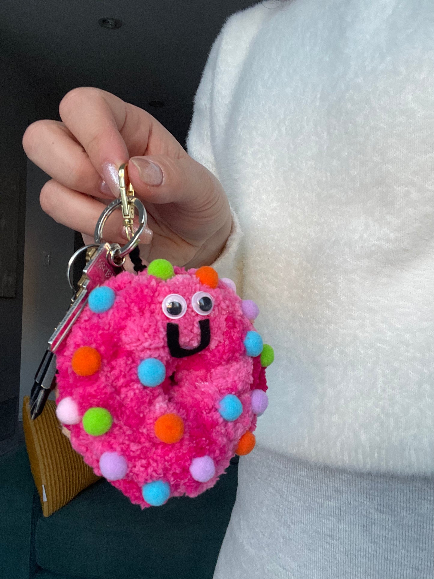 Chenille Donut Keychain | Stress-free Sufganiyot