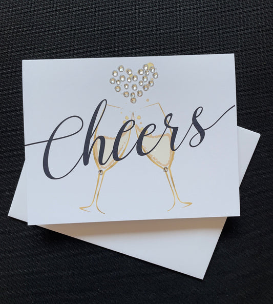 Cheers! Champagne Flutes with Heart Greeting Card