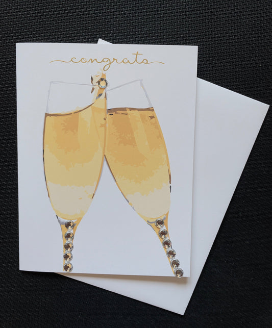 Congrats! Champagne Flutes Cheers Greeting Card