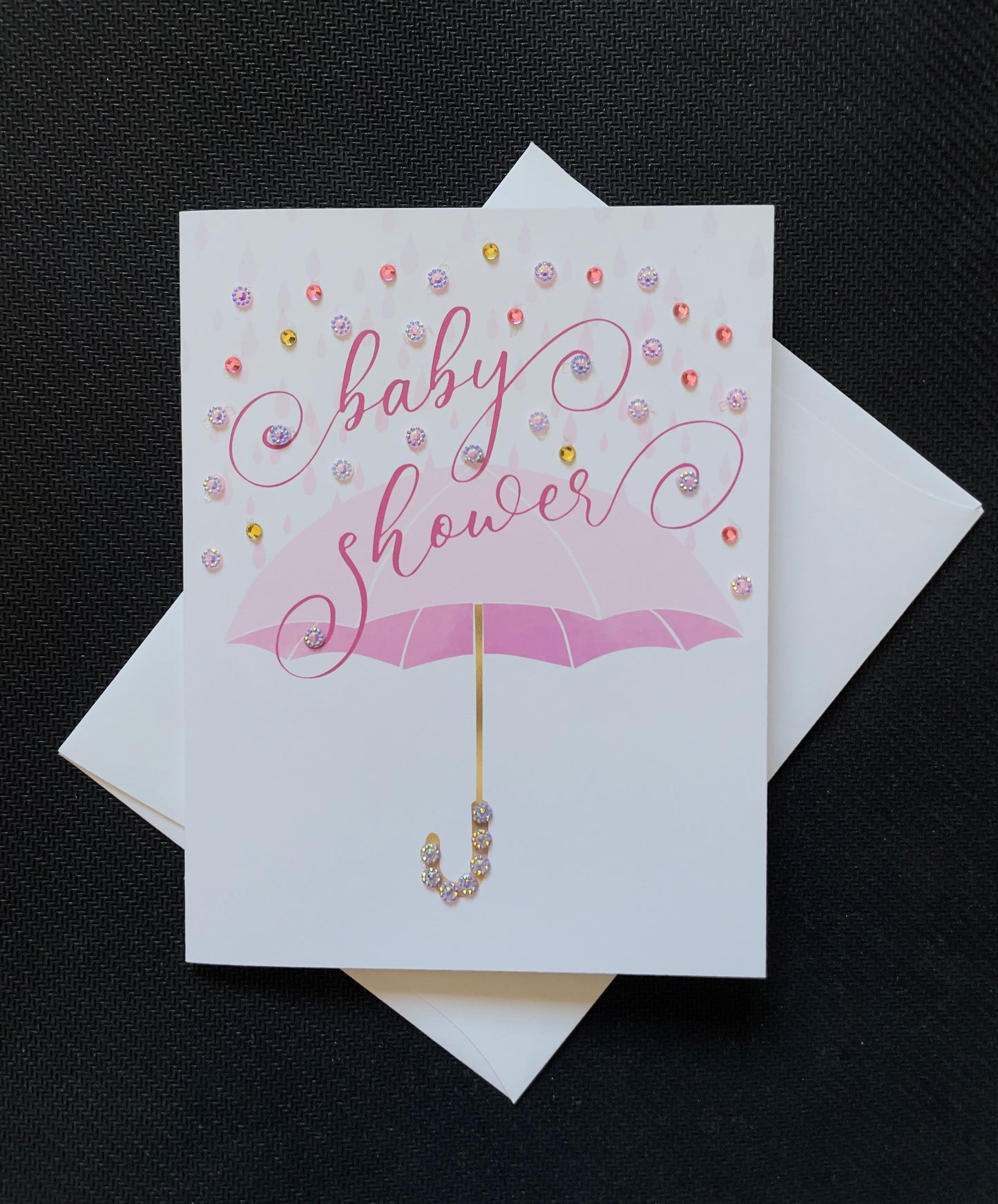 Pink Baby Shower Umbrella Greeting Card