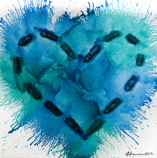 Ocean Heart Crayon Melt Print 8.5" x 11"